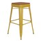 Emma and Oliver Kam Backless Metal Indoor-Outdoor Stool with All-Weather Polystyrene Seat
